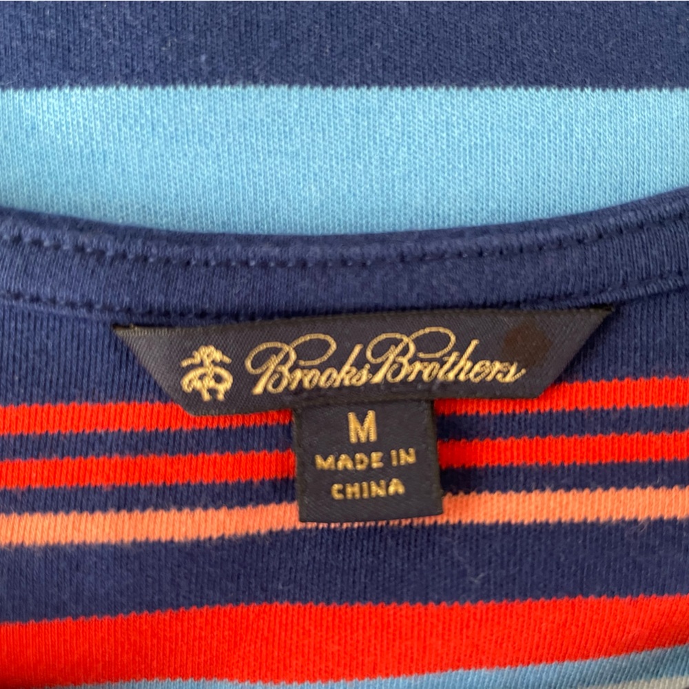 Women’s Brooks Brothers Multicolor Striped Logo Tee Shirt Dress S/M - Picture 5 of 6